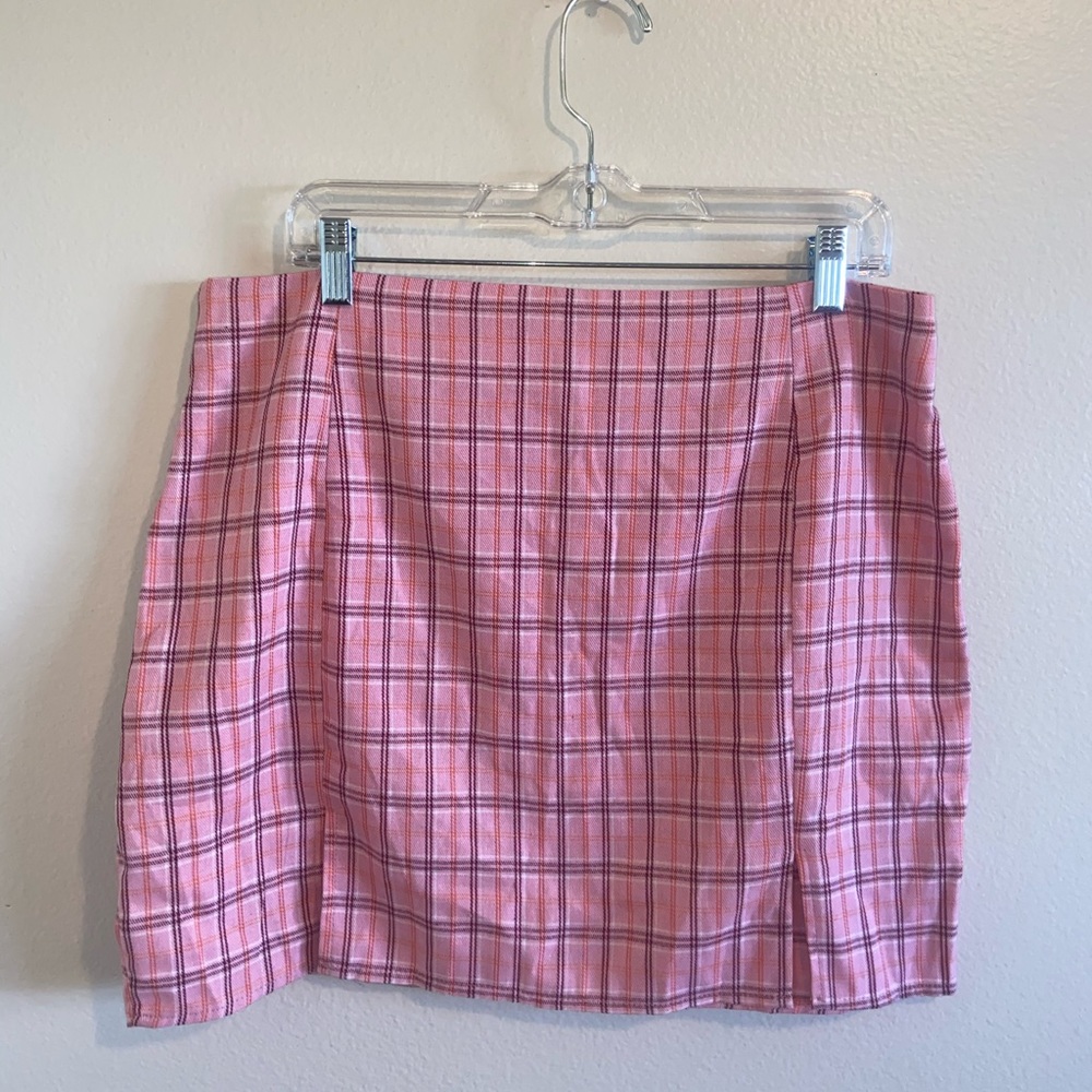 SheIn pink plaid skirt